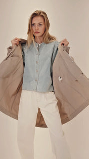 Minimalist hooded trench jacket