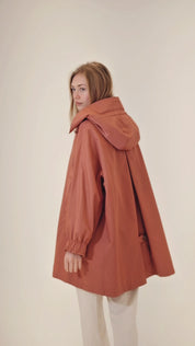 Minimalist hooded trench jacket
