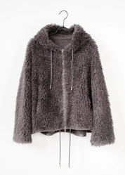 Curly Faux Fur Jacke mit Kapuze