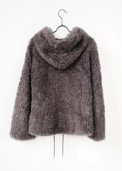 Curly Faux Fur Jacke mit Kapuze