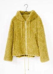 Curly Faux Fur Jacke mit Kapuze