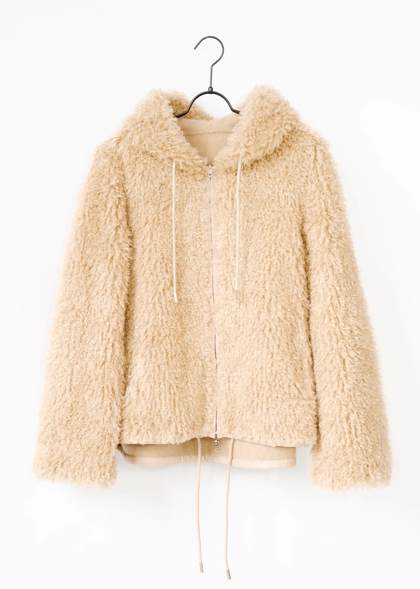 Curly Faux Fur Jacke mit Kapuze