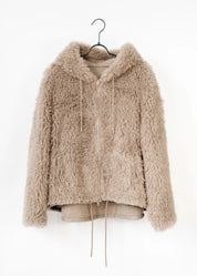 Curly Faux Fur Jacke mit Kapuze