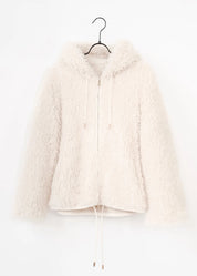 Curly Faux Fur Jacke mit Kapuze