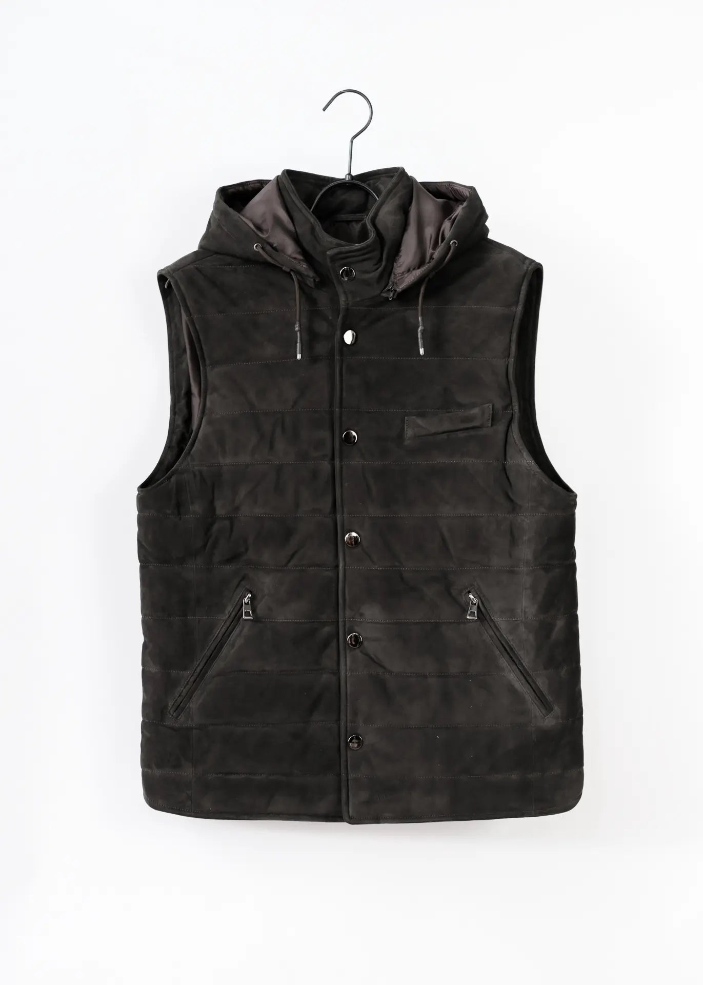 Wildleder Gilet mit Kapuze