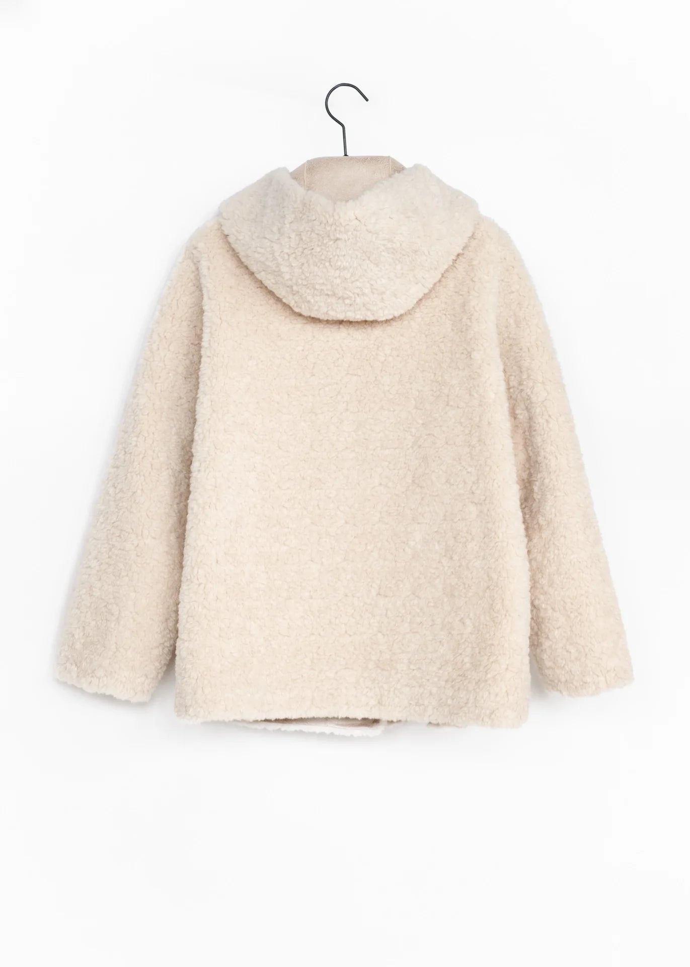 Veste teddy longue à capuche