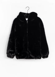 Faux Fur Jacke mit Kapuze