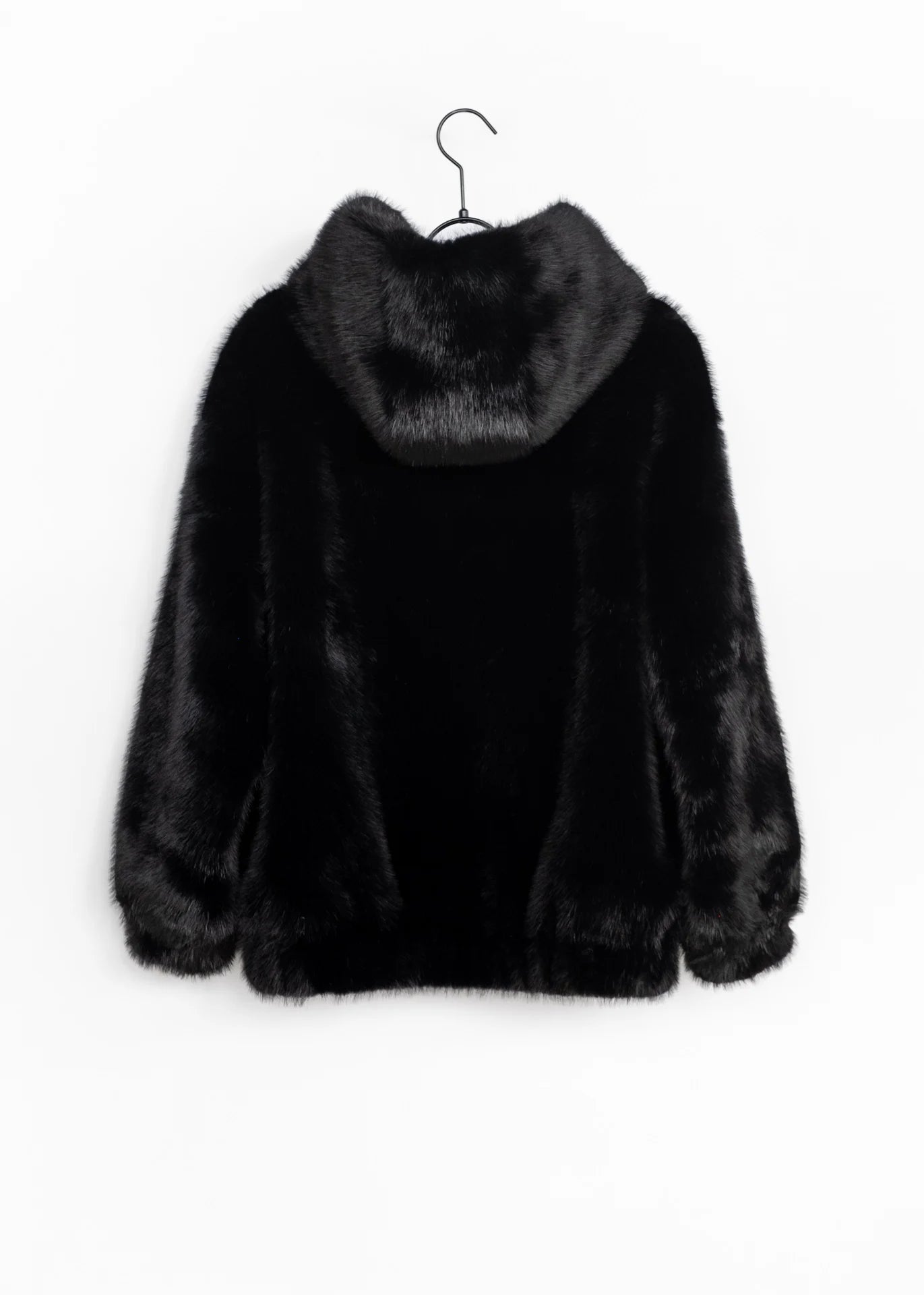 Faux Fur Jacke mit Kapuze