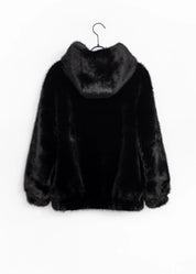 Faux Fur Jacke mit Kapuze