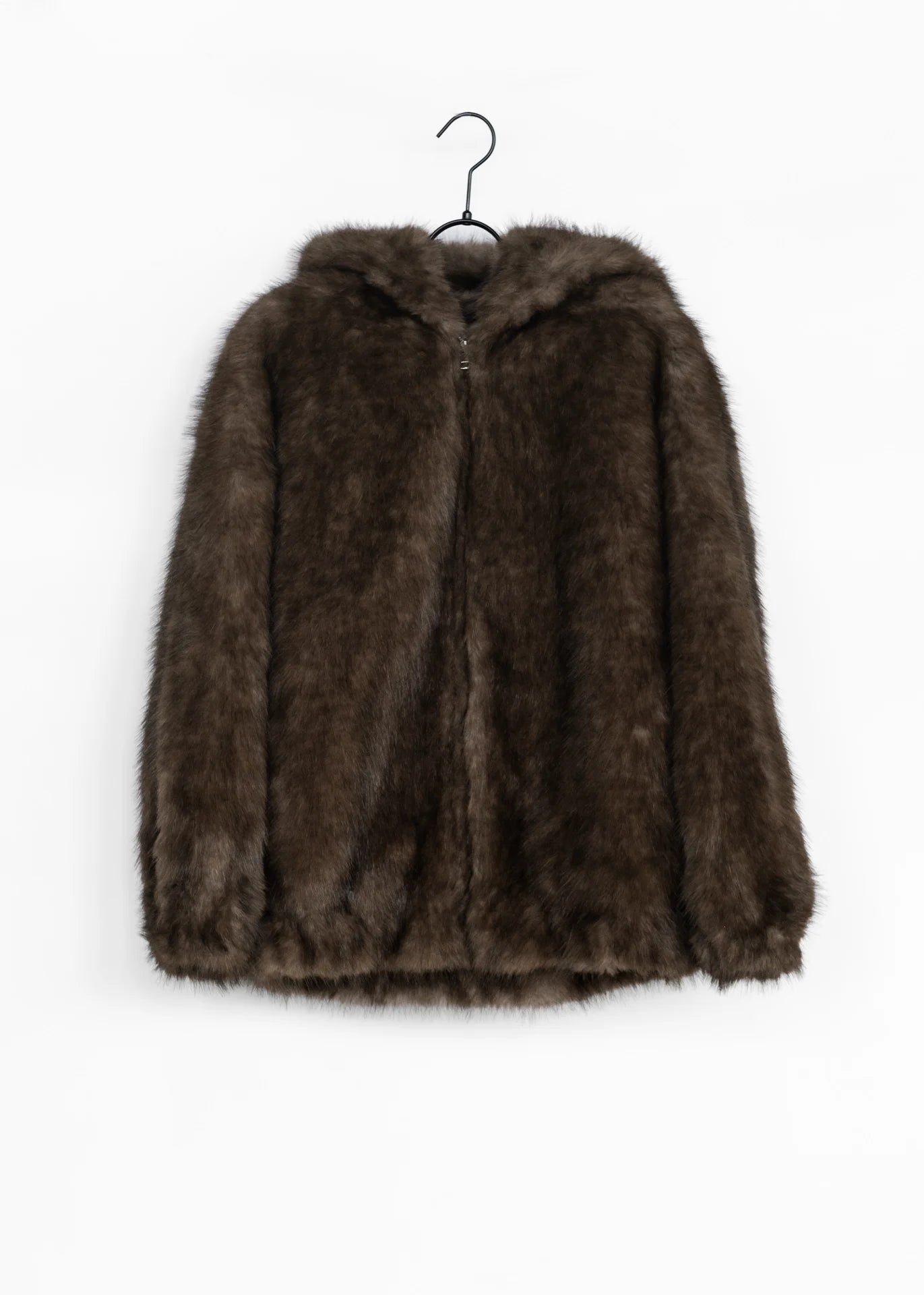 Faux Fur Jacke mit Kapuze
