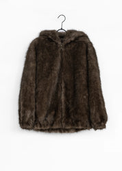 Faux Fur Jacke mit Kapuze