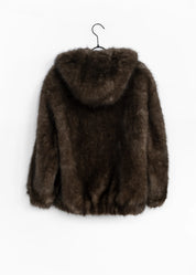 Faux Fur Jacke mit Kapuze