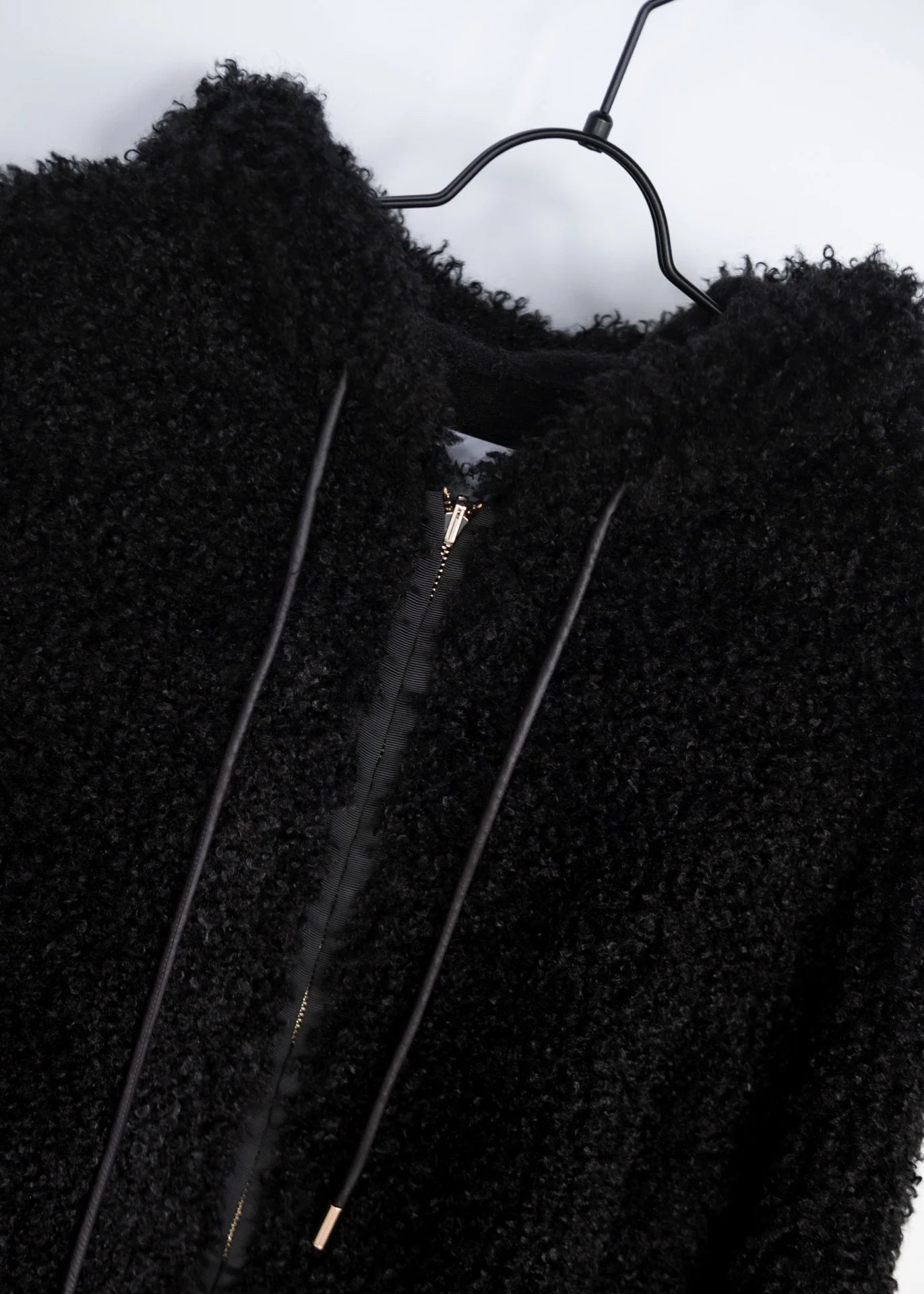 Curly Faux Fur Coat with Hood