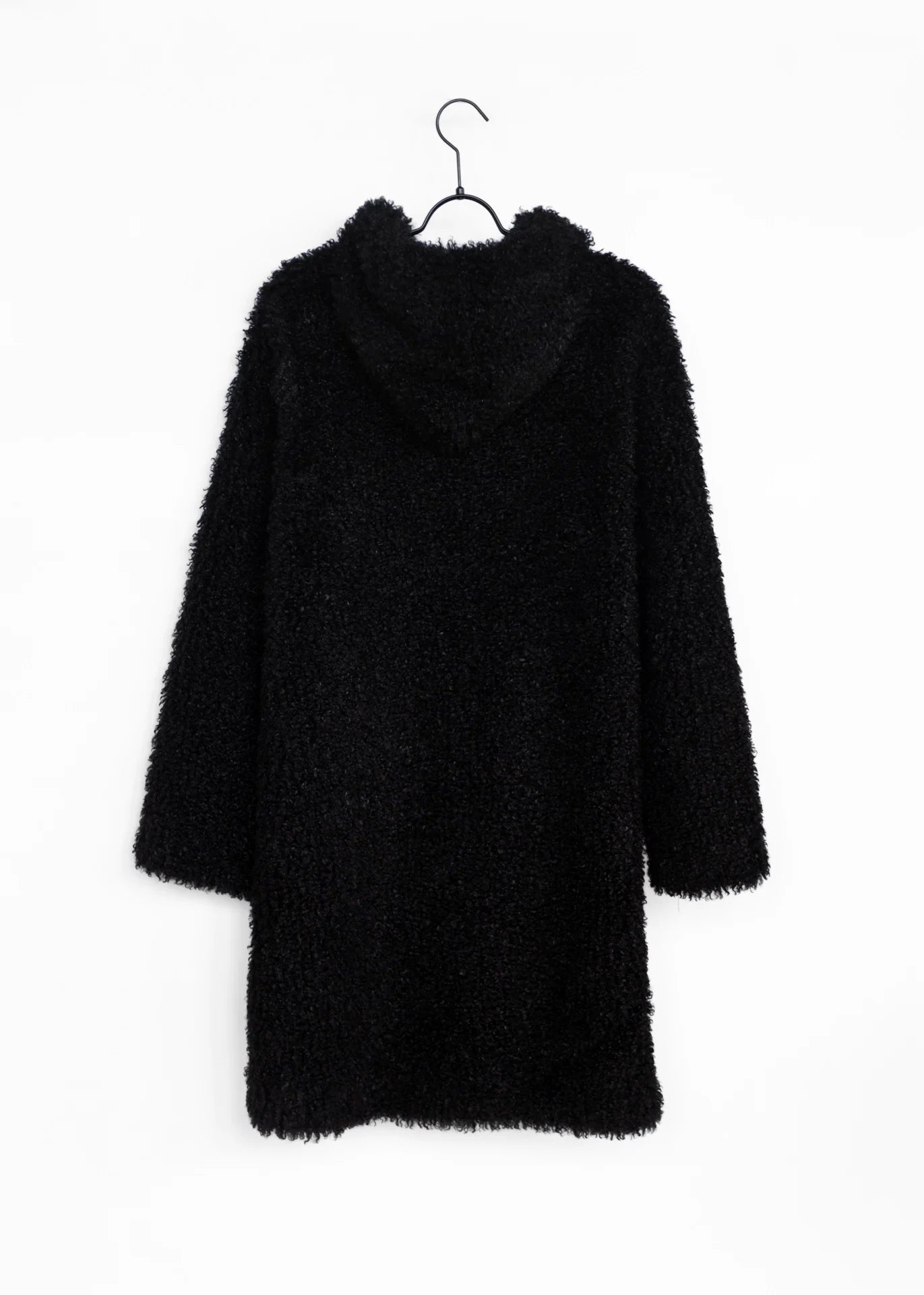Curly Faux Fur Coat with Hood