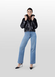 Lederjacke mit hohem Stehkragen