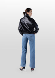 Lederjacke mit hohem Stehkragen