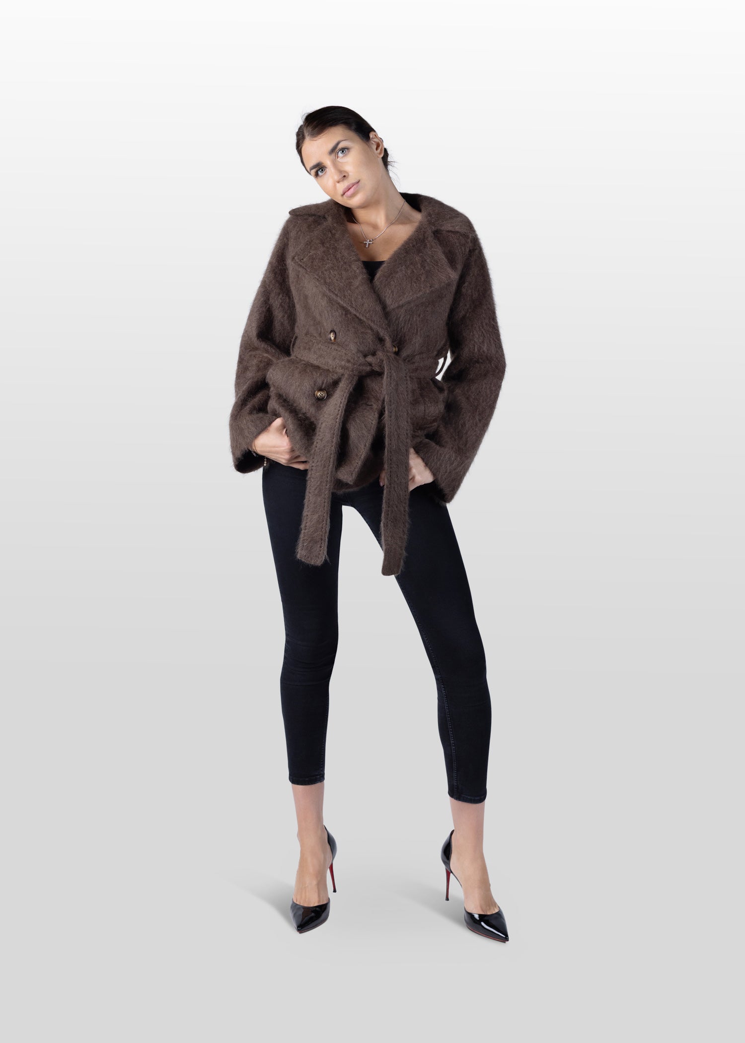 Wolljacke mit Gürtel
