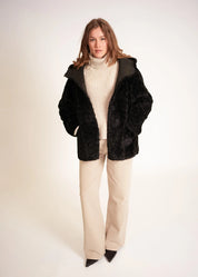 Veste teddy longue à capuche