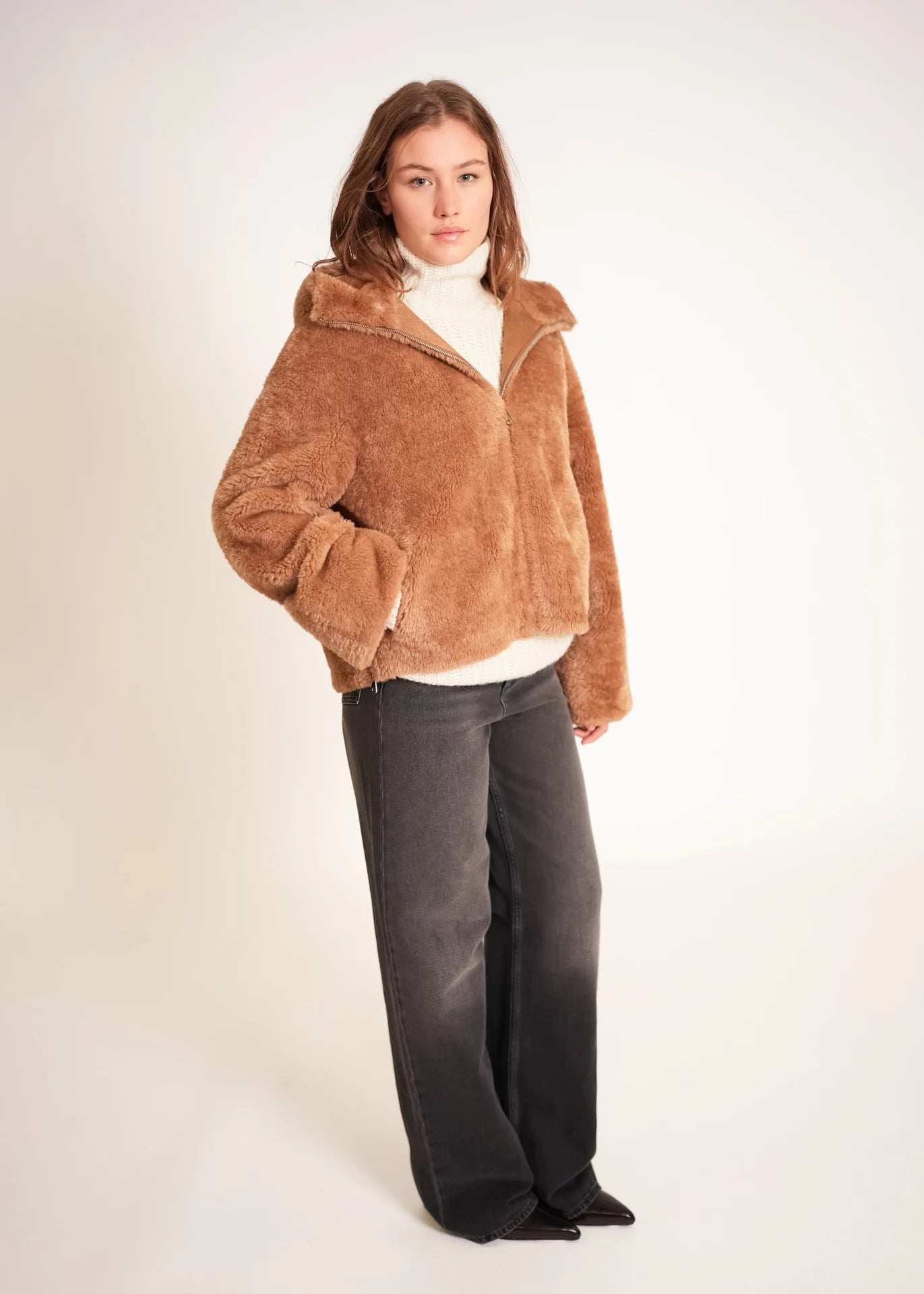 Veste teddy à capuche