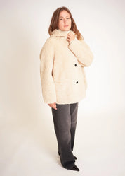 Veste teddy longue à capuche