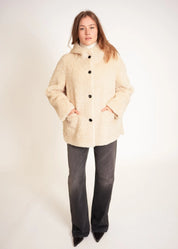 Veste teddy longue à capuche