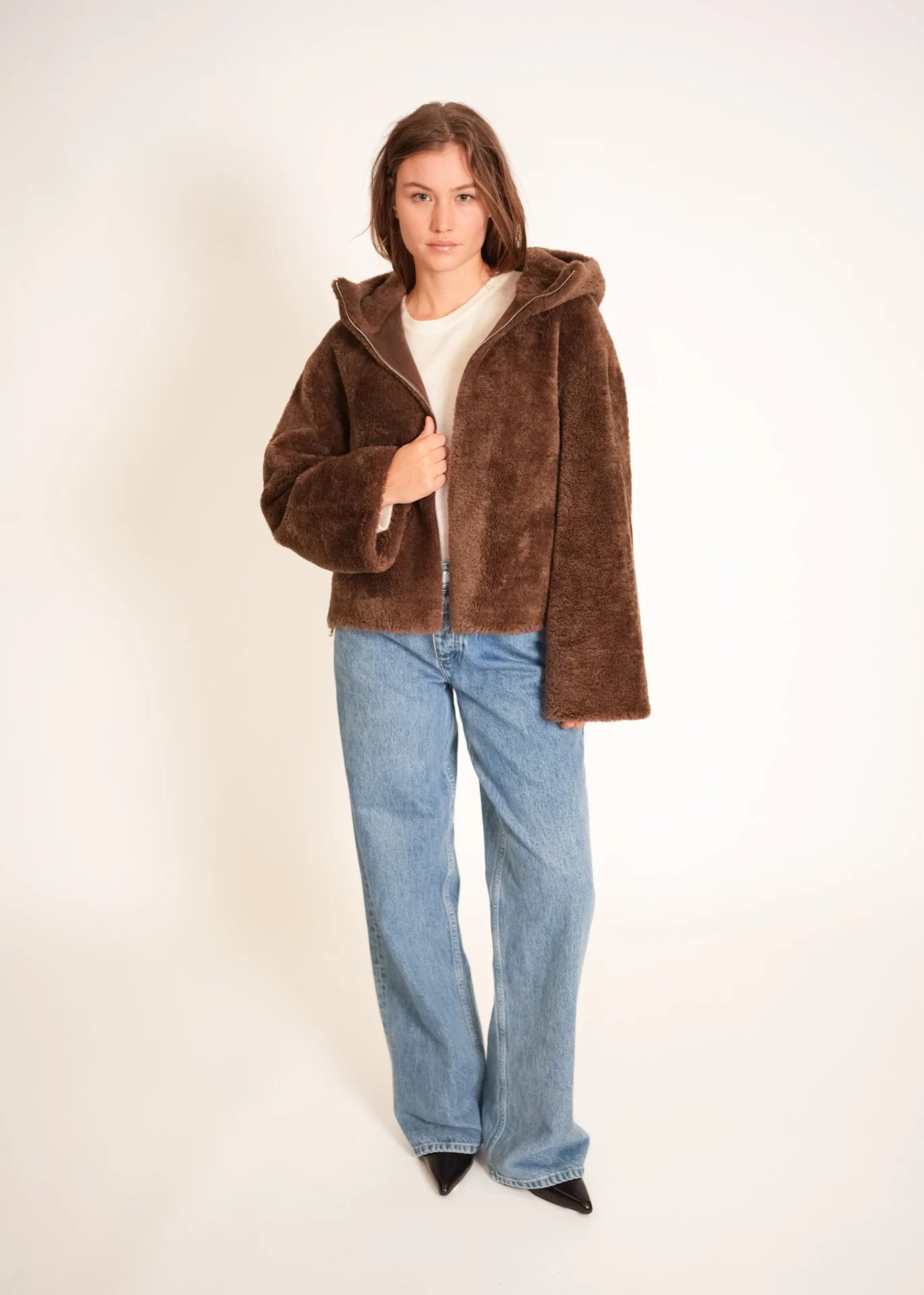 Veste teddy à capuche