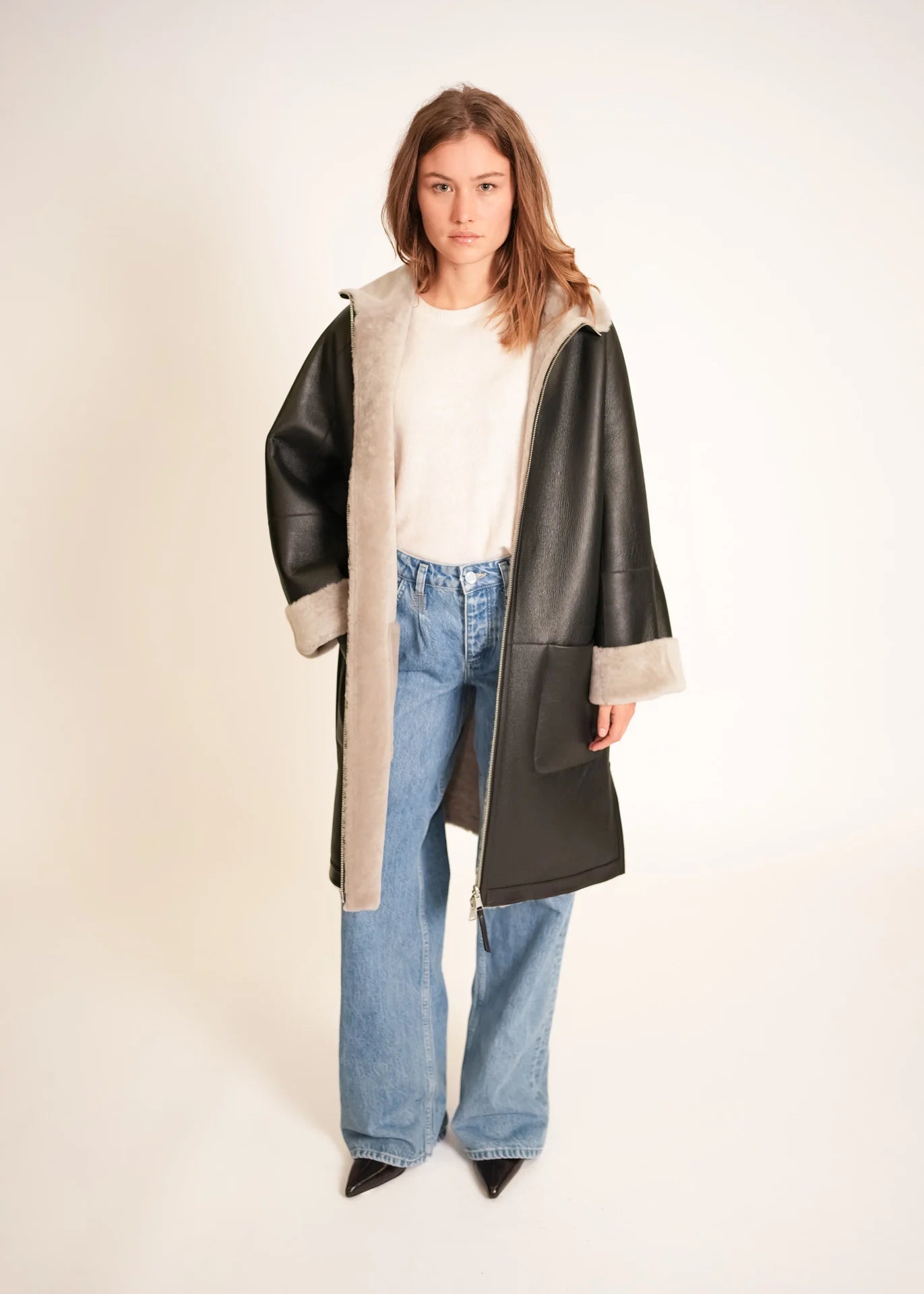 Manteau en peau lainée