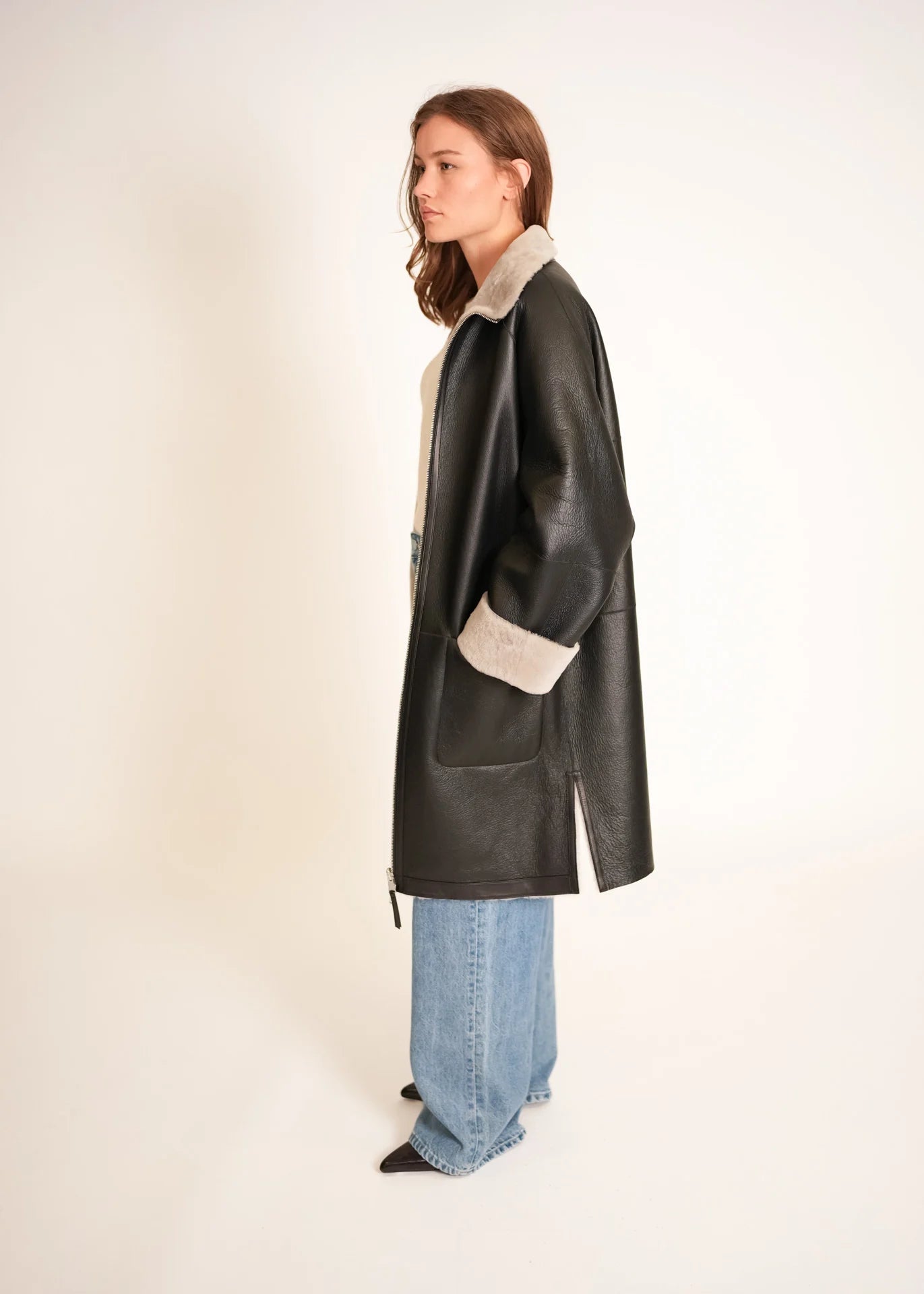 Manteau en peau lainée