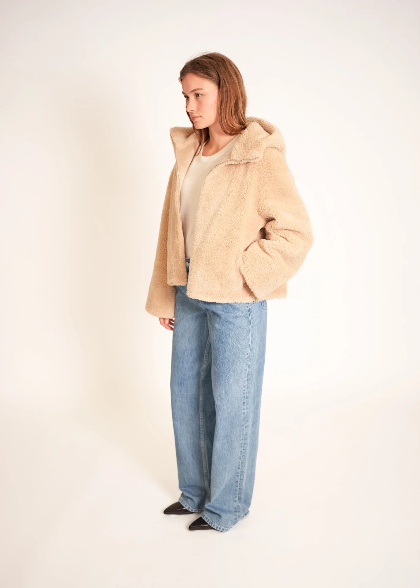 Veste teddy à capuche