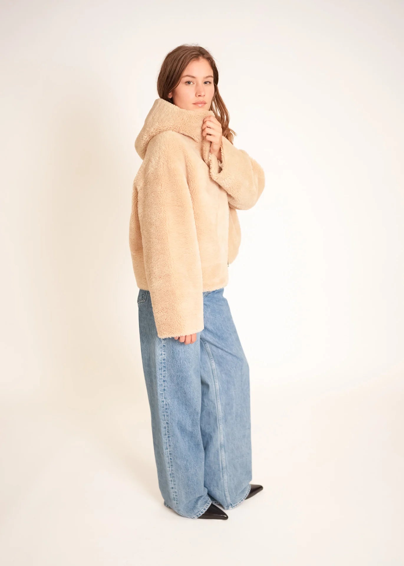 Veste teddy à capuche