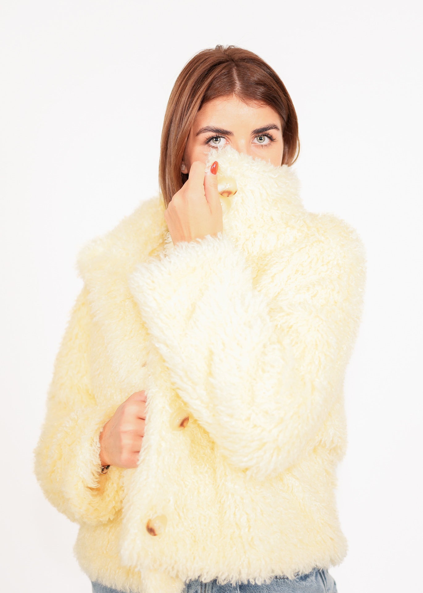 Lockige Faux Fur Jacke