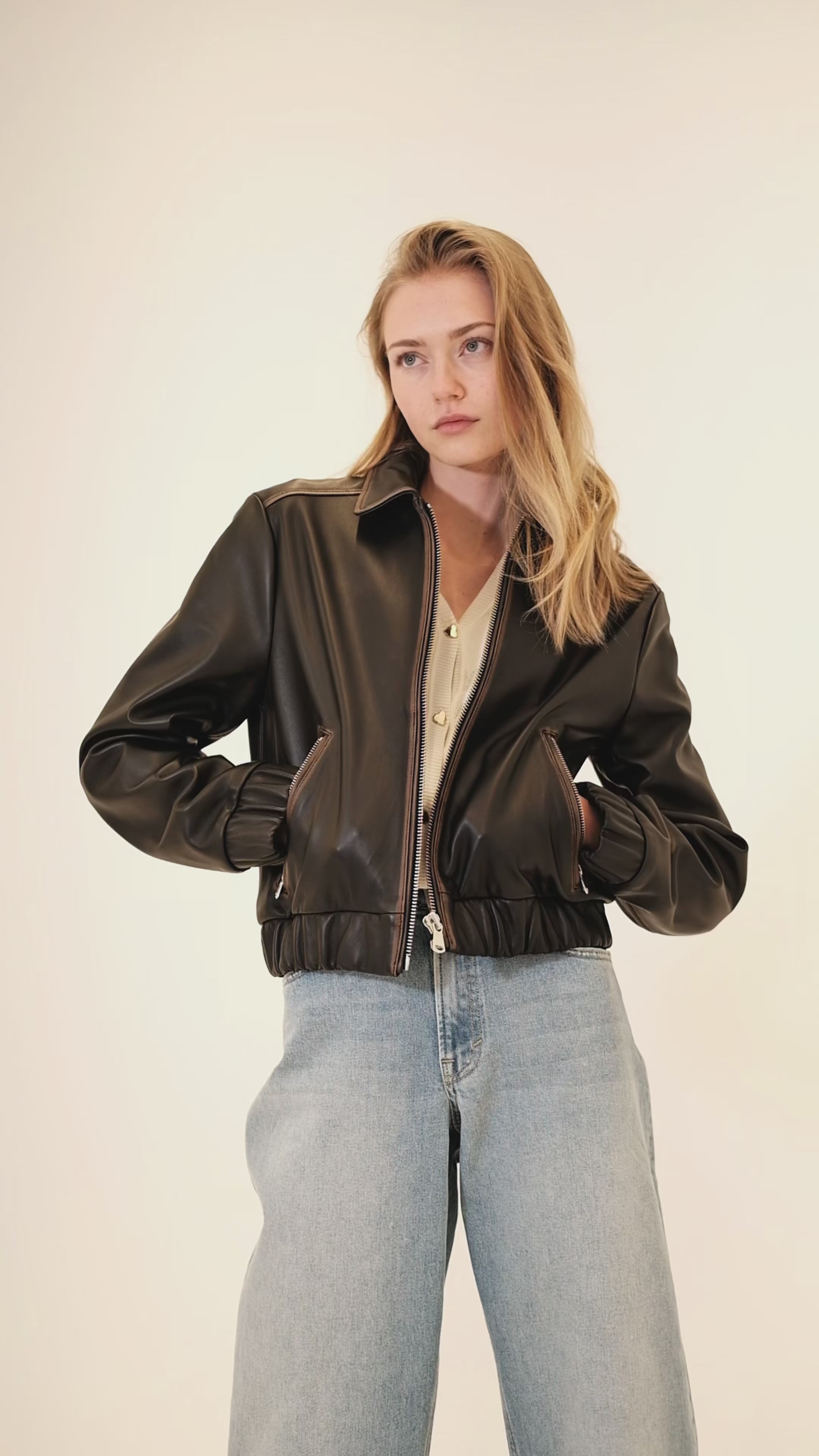 Women's Vintage Leather Jacket – Black – Leonardo Zürich